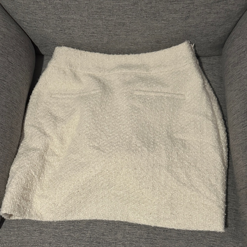 OAK + FORT Cream Mini tweed Skirt